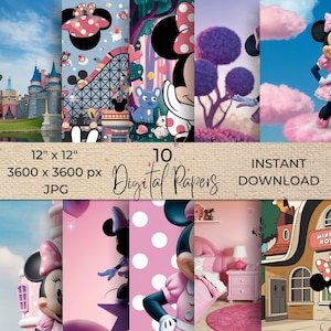 Minnie Mouse Digital Paper, Scrapbook Papers, Commercial Use, Minnie Background, Wallpaper Minnie Party,  Instant Download