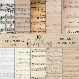 Sheets Vintage Music Paper | Music Sheets | Music Paper for Crafting, Background