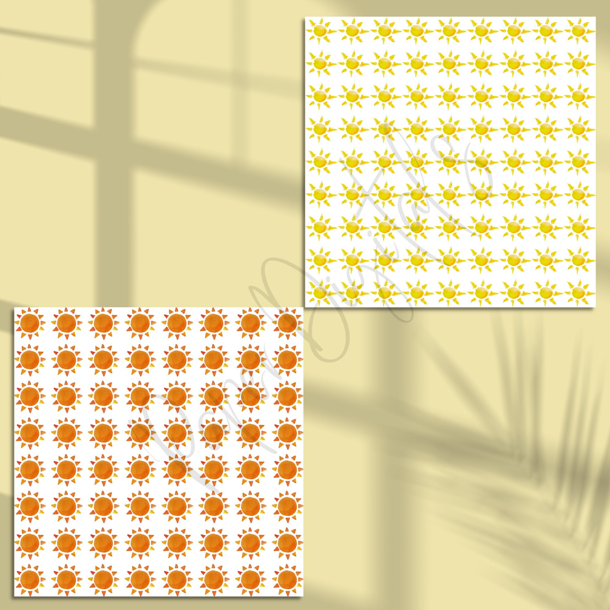 Watercolor Sun Digital Paper, Seamless Paper, Sun Pattern, Sunny ...