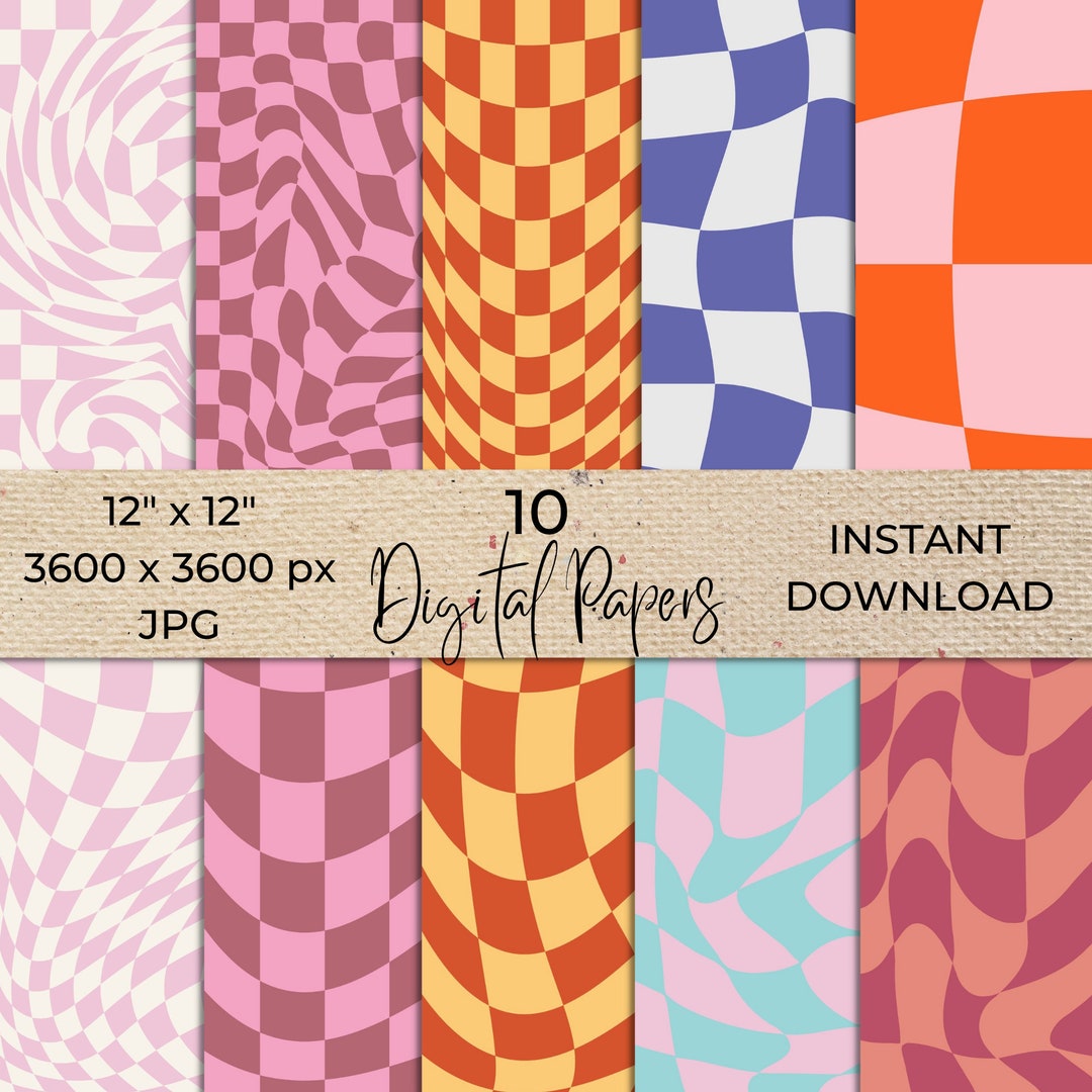 Pastel Checkers Digital Paper Retro Vintage Scrapbook Paper Etsy