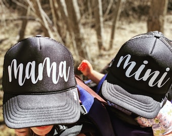 Mama and mini hat | Mama trucker hat | Mini trucker hat | Mom and me hats