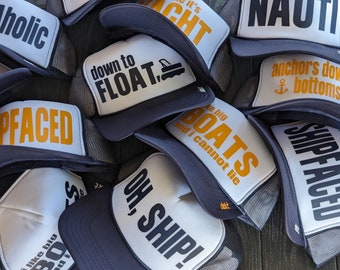 Nautical trucker hats | Boat hats | Nautical Party Hats | Captain Hats