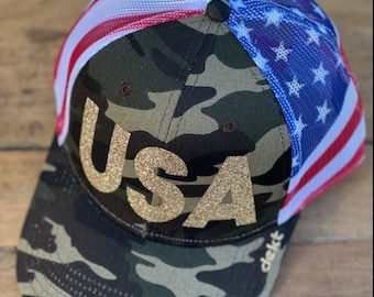 4th of July Hat | USA Hat | American trucker hat | Patriotic Hat | USA/ Camo Hat