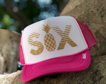 Kindergeburtstagsmütze | Benutzerdefinierte Geburtstagsmütze | Trucker Geburtstagsmütze | Ananas Geburtstagsmütze