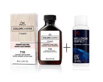 Wella color charm T18, T14, T11, T050, T15, T05, T28, T81, T19, T35 + developer / oxidant 20%