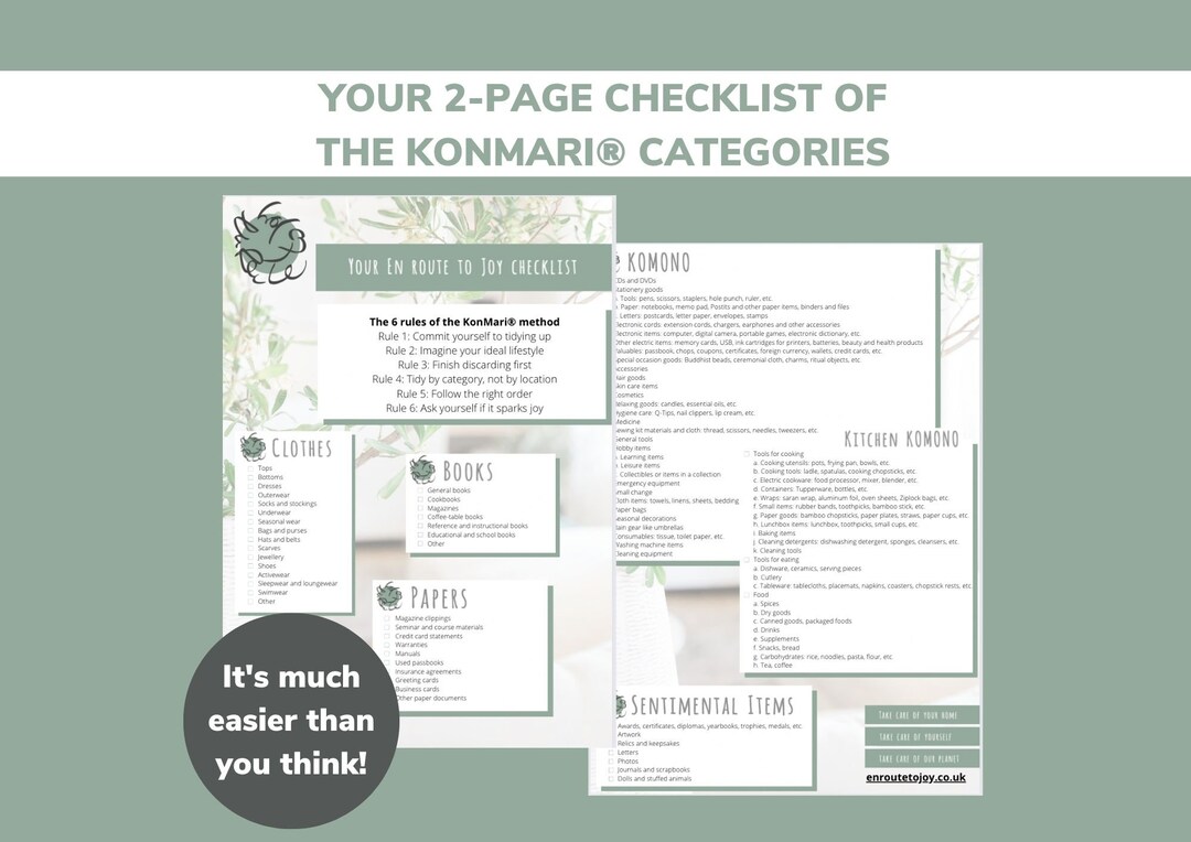 Printable Marie Kondo Checklist - Etsy