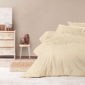 Beige cotton duvet cover set, Natural duvet cover set, Cotton duvet with zipper, Custom duvets, Queen, King, Twin, Double, Cotton bedding