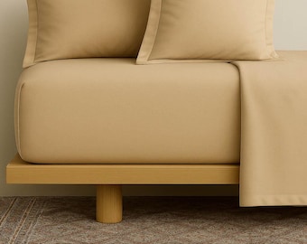 Funda de almohada beige de tamaño personalizado / 100 % algodón / Cierre de cremallera / Hecha a mano / Suave y transpirable