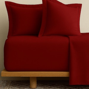 Burgundy 100% Cotton Fitted Sheet – Deep Pocket Bed Sheet in Every Size | Wine Red Sheet for Queen, King, Twin, Full, Cal King
