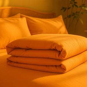 Orange Cotton Duvet Cover Set – 100% Cotton Bedding with Zipper, Custom Twin Queen King Sizes, Oxford Pillowcases, 41 Colors