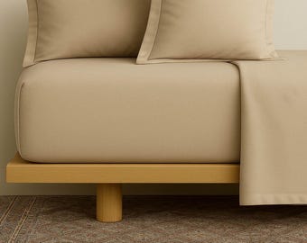 Funda de almohada personalizada en color beige arena / 100 % algodón / Cierre de cremallera / Hecha a mano / Suave y transpirable