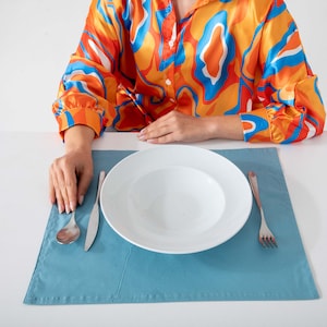 Modern Orange Cotton Placemats for Farmhouse Table Decor. Rustic Dining Placemat Set. Natural Cotton Place Mats in Various Colors