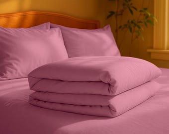 Dry Rose Cotton Duvet Cover Set – 100% Cotton Bedding with Zipper, Custom Twin Queen King Sizes, Oxford Pillowcases, 41 Colors