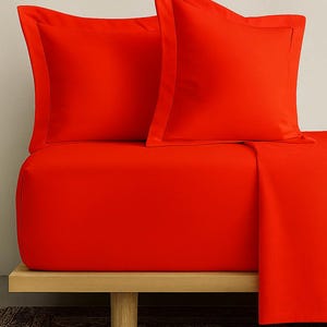 Red 100% Cotton Fitted Sheet – Deep Pocket Bed Sheet in Every Size | Bold Red Sheet for Queen, King, Twin, Full, Cal King