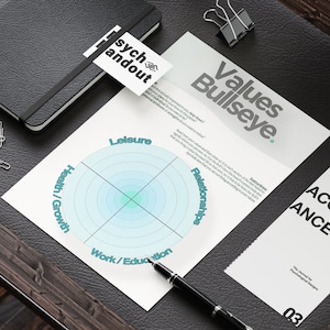 Values Bullseye, Acceptance & Commitment Therapy Worksheet for ...