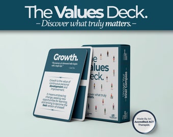 The Values Deck - Discover What Truly Matters || Self-Exploration Therapy Cards || Designed by an Accredited ACT Therapist