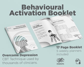 Behavioural Activation Booklet | Instant PDF Download | Cognitive Behavioural Therapy Technique | Goal setting & Weekly Planner included |