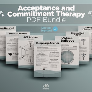 Acceptatie- en commitmenttherapie Essentials-pakket | Cognitieve defusie, Waarden Bullseye, Act Hexaflex, Dropping Anchor Printable's