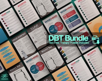 Dialectical Behavioural Therapy Worksheets | DBT Bundle | Coping Skills Wise Mind, TIPP, Fast, Urge Surfing, Worry Jar | Instant Download