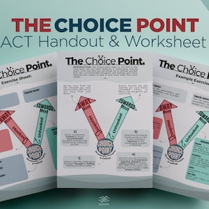 NEW: The Choice Point, Acceptance and Commitment Therapy Handouts Fillable Worksheet | Committed Action Printable | Goals and Values Work