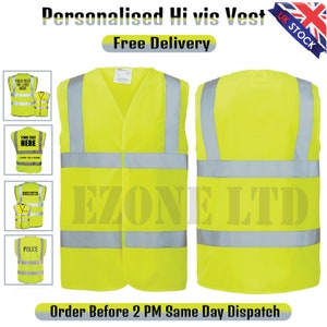 Gepersonaliseerde Hi Vis Vest Gepersonaliseerd bedrukt High Vis Veiligheidsvest EN471, Volwassen XL 2XL Hi Vis afbeelding 4