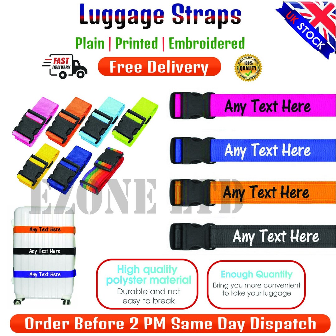 Personalised Luggage Straps Adjustable Strong Safety Travel Etsy