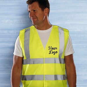 Gepersonaliseerde Hi Vis Vest Gepersonaliseerd bedrukt High Vis Veiligheidsvest EN471, Volwassen XL 2XL Hi Vis afbeelding 2