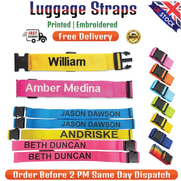 Luggage Straps Safety Suitcase Belt Personalised Custom Printed or Embroidered