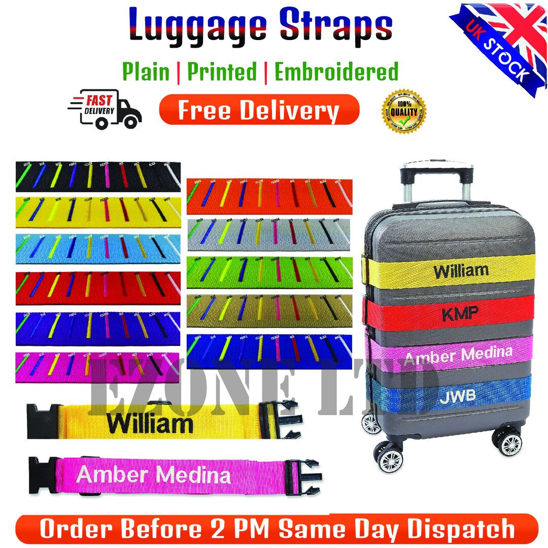Personalised Luggage Straps Adjustable Strong Safety Travel Suitcase