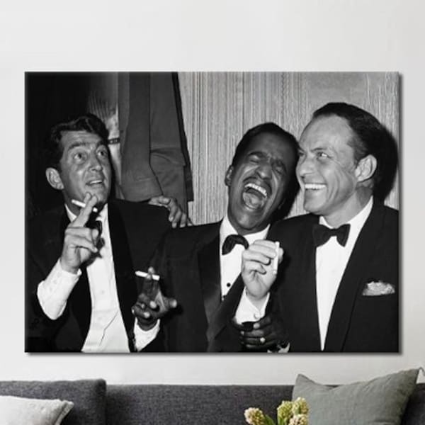 Rat Pack Wall Art Frank Sinatra Canvas Print - Dean Martin, Sammy Davis Jr Wall Decor - Frank Sinatra Wall Art - Rat Pack Canvas Art