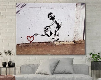 BANKSY Let Love Grow Canvas Print - Banksy Let Love Grow Wall Art - Banksy Let Love Grow Canvas Art - Let Love Grow Street Art