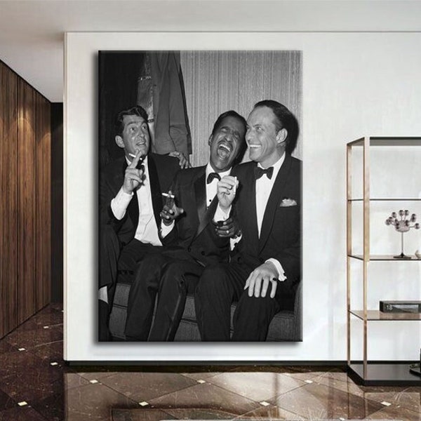 Rat Pack Wall Art Frank Sinatra Canvas Print - Dean Martin, Sammy Davis Jr Wall Decor - Frank Sinatra Wall Art - Rat Pack Canvas Art