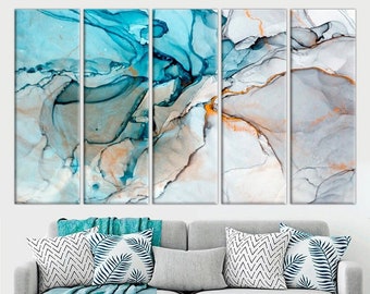 Abstract Marble Canvas Print - Extra Large Wall Art - Alcohol Ink Painting Art - Modern Apartment Decor - Alcohol Ink Canvas Art