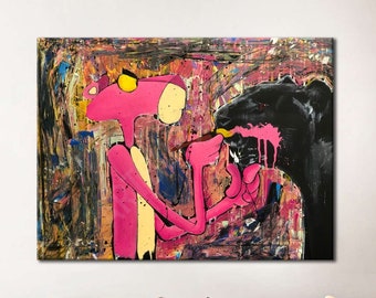Pink Panther Canvas Print - Pink Panther Abstract Art Prints - Pink Panther Graffiti Wall Art - Children Room Decor