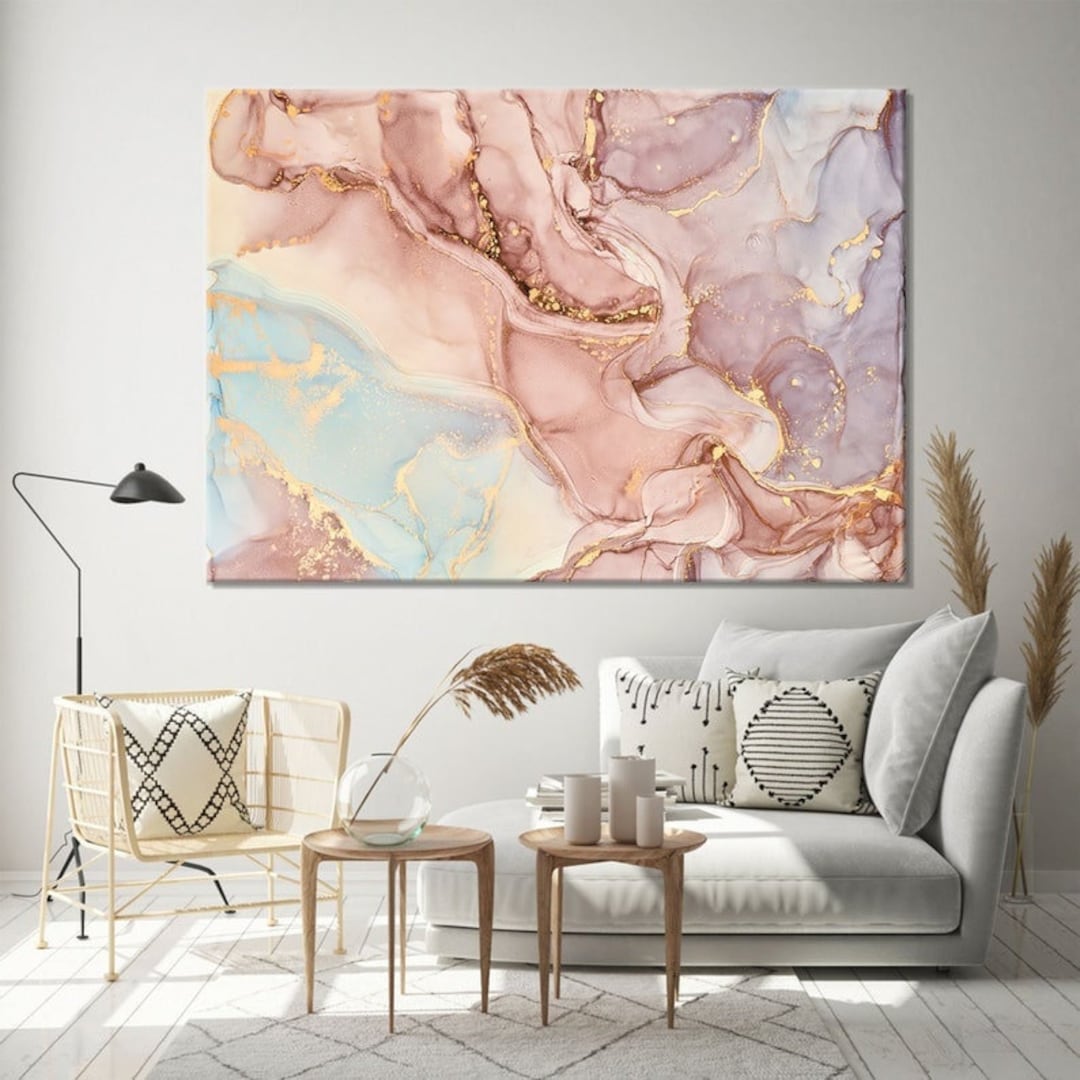 Pink & Gold Marble Canvas Print Pink Marble Wall Art - Etsy