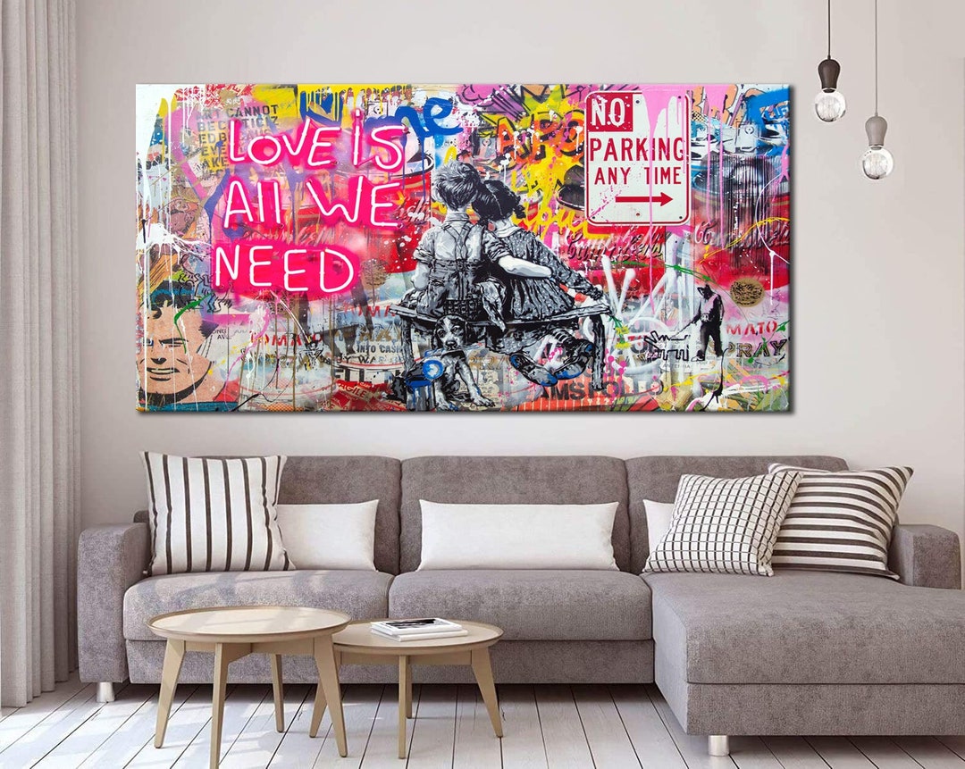 Banksy Art Love is All We Need Canvas Print Banksy Art Love is All We Need Wall Art Banksy Love