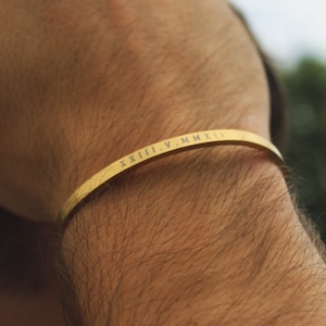 Bracciale personalizzato da uomo, bracciale in oro da uomo, braccialetto regolabile, regalo per lui, regalo personalizzato, braccialetto d'oro, regalo per lei immagine 1