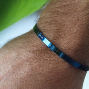 Gepersonaliseerde herenarmband, blauwe herenmanchetarmband, verstelbare armband, cadeau voor hem, gepersonaliseerd cadeau, slimme armband, cadeau voor haar
