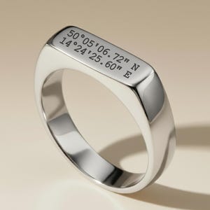 Silver Signet Ring: Custom Engraved Bar - Minimalist Jewelry For Him