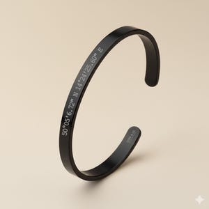 Gepersonaliseerde zwartmetalen manchetarmband, verstelbaar (gegraveerde namen of datums)