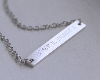 SilberKette, Personalisierter Schmuck, Namenskette, personalisierte Halskette, Halskette für Frauen, Halskette mit Namen, Koordinaten Halskette
