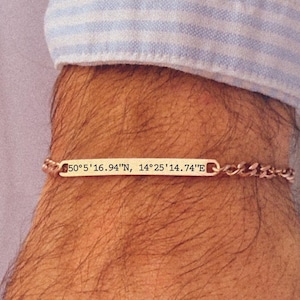 Pulsera personalizada para hombre, pulsera ajustable personalizada de oro rosa, regalo para él, regalo personalizado, pulsera con nombre personalizado, novio