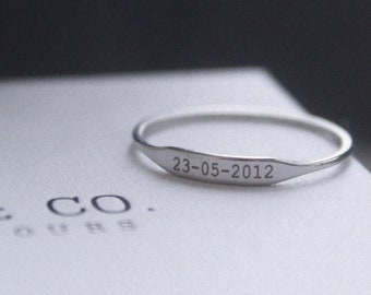 Siegelring, Silberring Personalisieren, personalisierter Ring, Geschenk für sie, Benutzerdefinierte Ring, Silber Siegelring, Datum Schmuck, Namensring