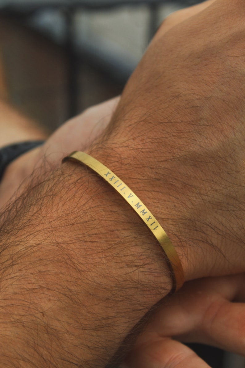 Bracciale personalizzato da uomo, bracciale in oro da uomo, braccialetto regolabile, regalo per lui, regalo personalizzato, braccialetto d'oro, regalo per lei immagine 7