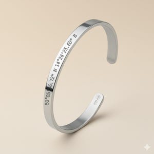 Engraved Silver Cuff Bracelet • Personalized Mens Jewelry Gift