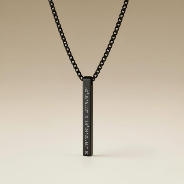 Collar con barra negra personalizada: colgante minimalista grabado para hombre