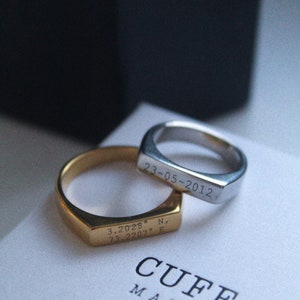 Signet Ring Men, Gold Ring Men, Mens Ring, Mens Personalised Ring, Gift For Him, Groomsmen Gift, Custom Ring, Gold Signet Ring, Man Ring image 2