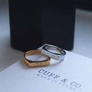 Signet Ring Men, Gold Ring Men, Mens Ring, Mens Personalised Ring, Gift For Him, Groomsmen Gift, Custom Ring, Gold Signet Ring, Man Ring image 6