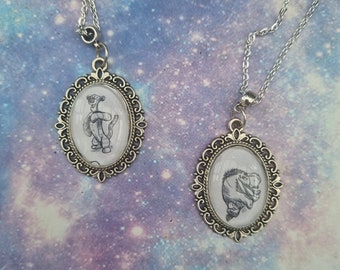 Winnie the Pooh and Friends Cameo Necklace Pendant silver plated Cameo pendant Eeyore Tigger