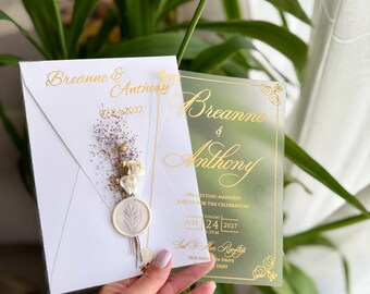 Personalized Acrylic Wedding Invitation: Elegant Design, Uniqe wedding card
